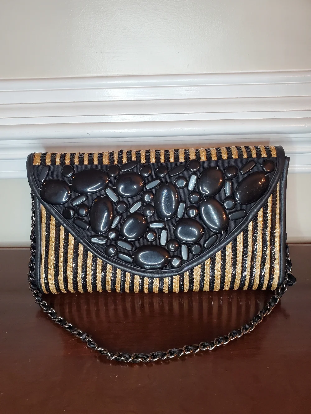 Chico's Straw Sequin Clutch & Vintage Beaded Pouch Bundle